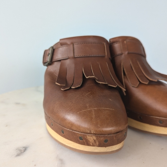Madewell Kiltie Brown Leather Fringe Clogs - Picture 9 of 12